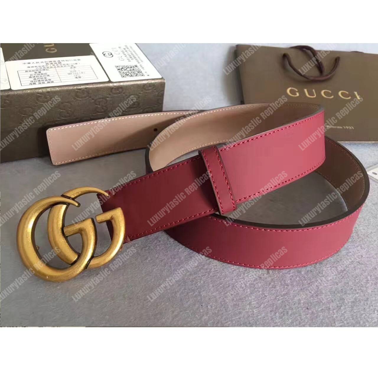 G*u*i leather belt with double g buckle