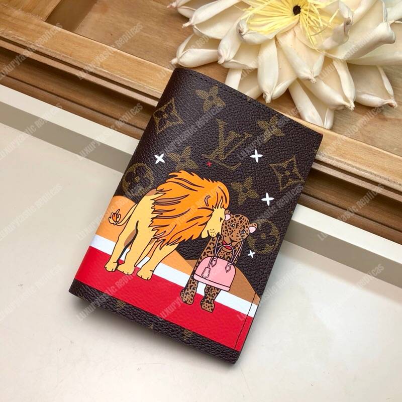 LV Passport Cover Monogram Lion and Cheetah