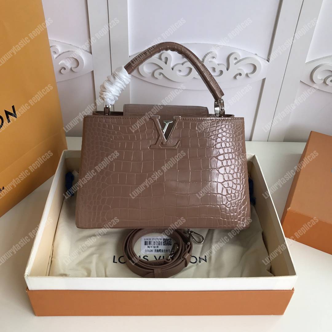 LV Capuccines PM Crocodilien Mat Taupe