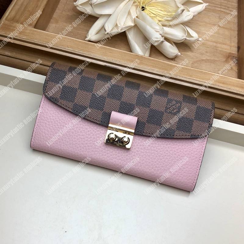 LV Croisette Wallet Damier canvas w/ grained leather Magnolia