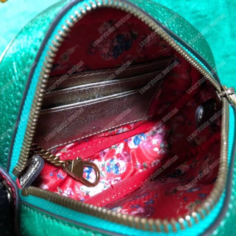 G*u*i laminated leather mini bag red and green