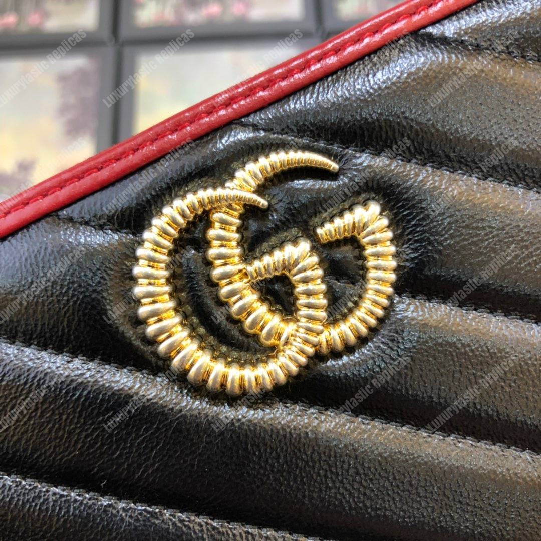 G*u*i gg marmont zip around wallet black matelassé