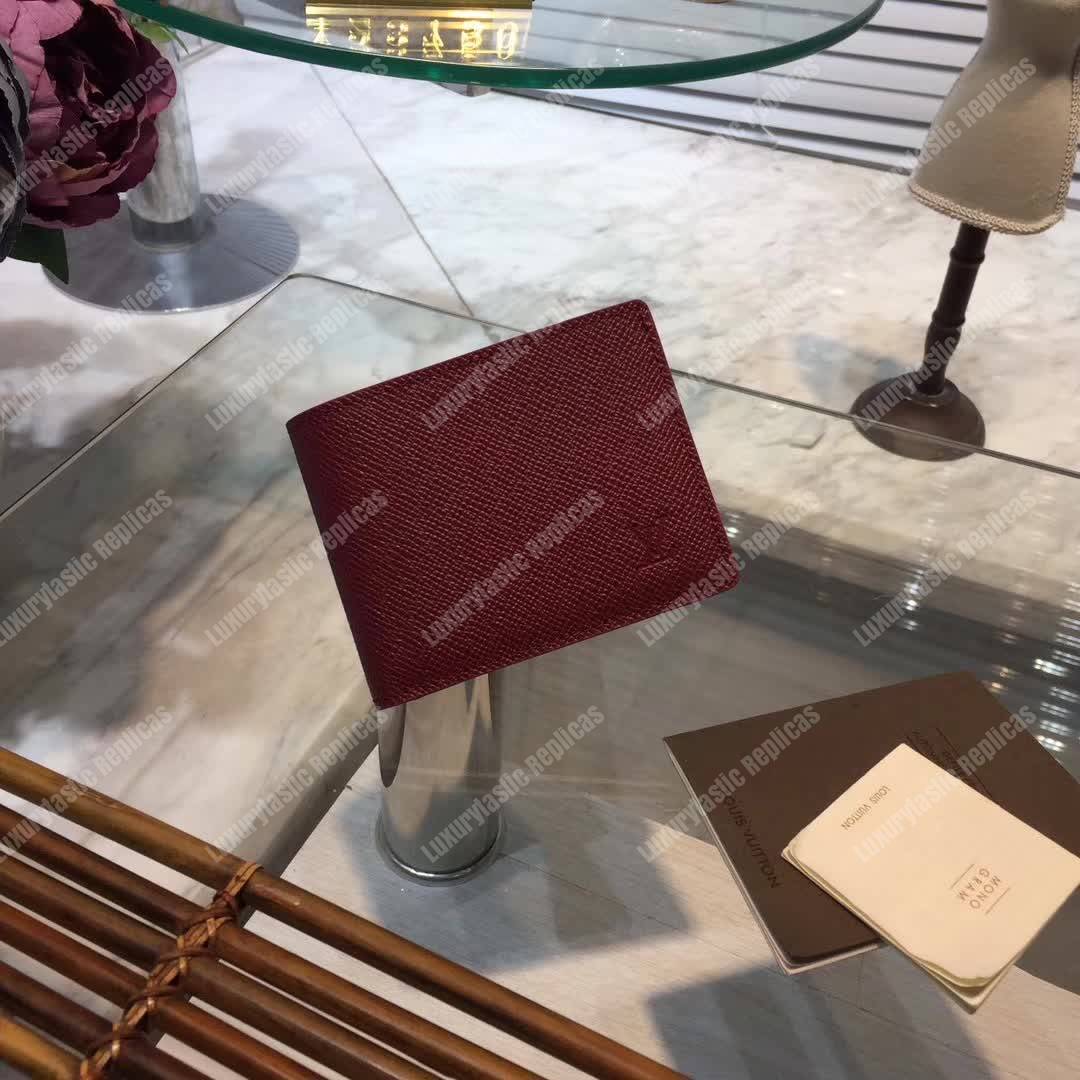 LV Multiple Wallet Taiga Leather Cherise