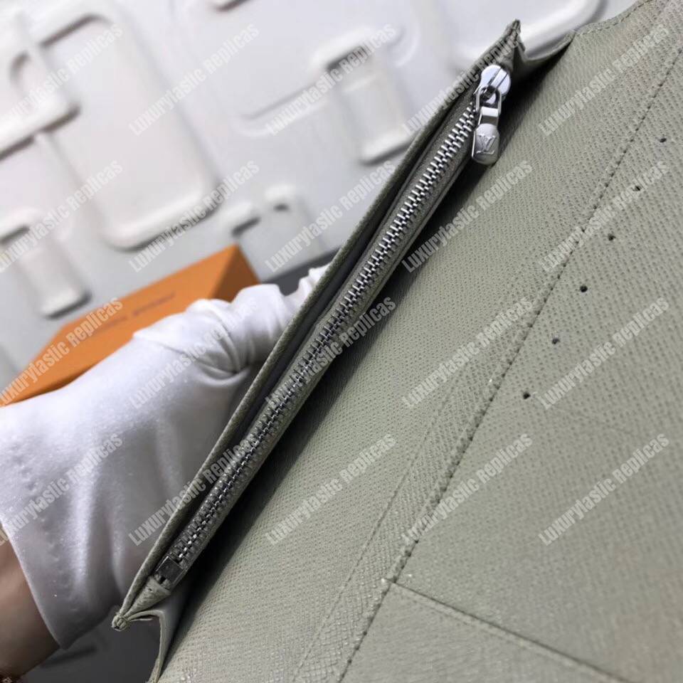 LV Brazza Wallet Taiga Leather Silver