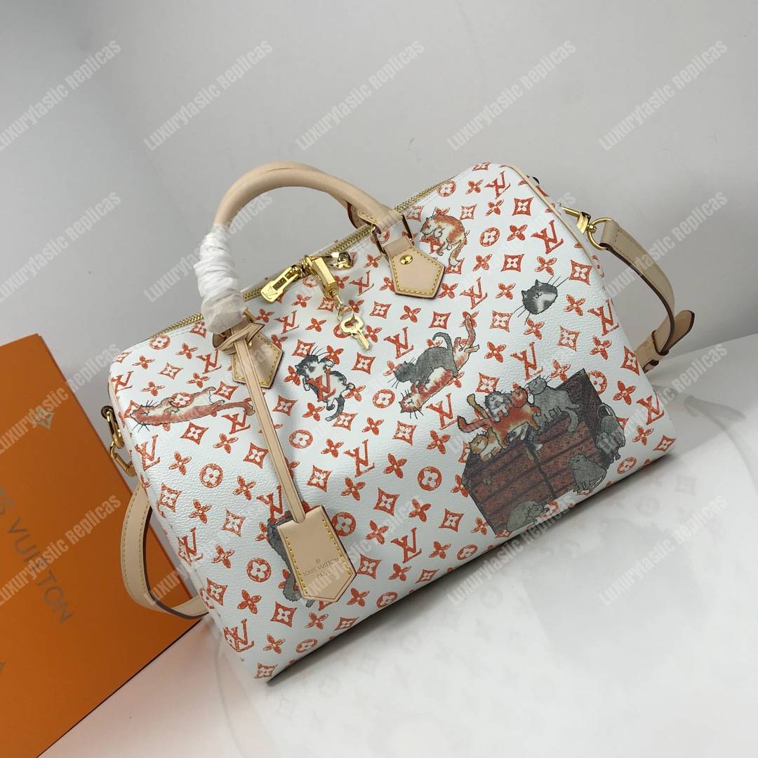 LV Speedy Bandouliere 30 Catogram White/Orange