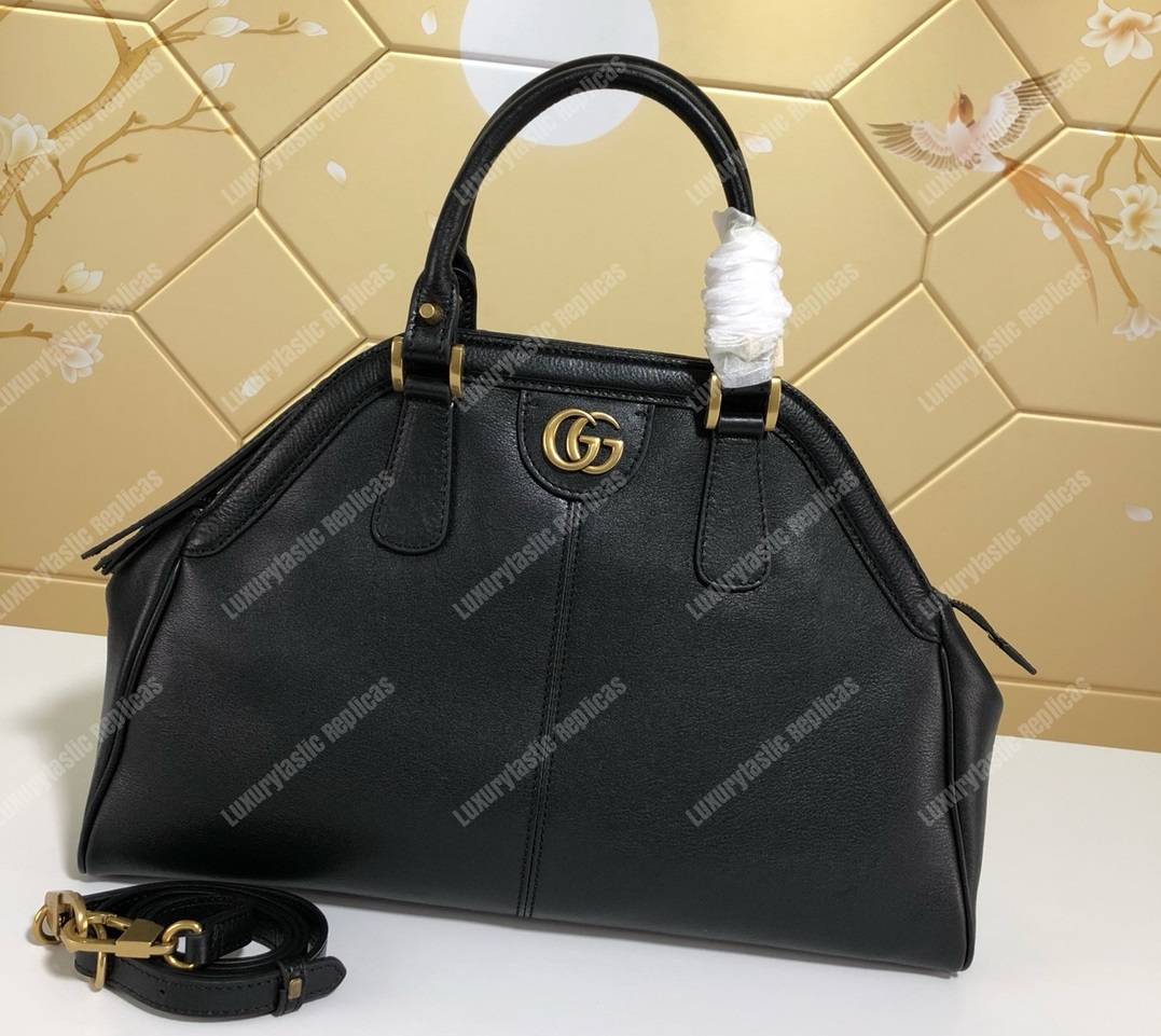 G*u*i re(belle) medium shoulder bag leather black