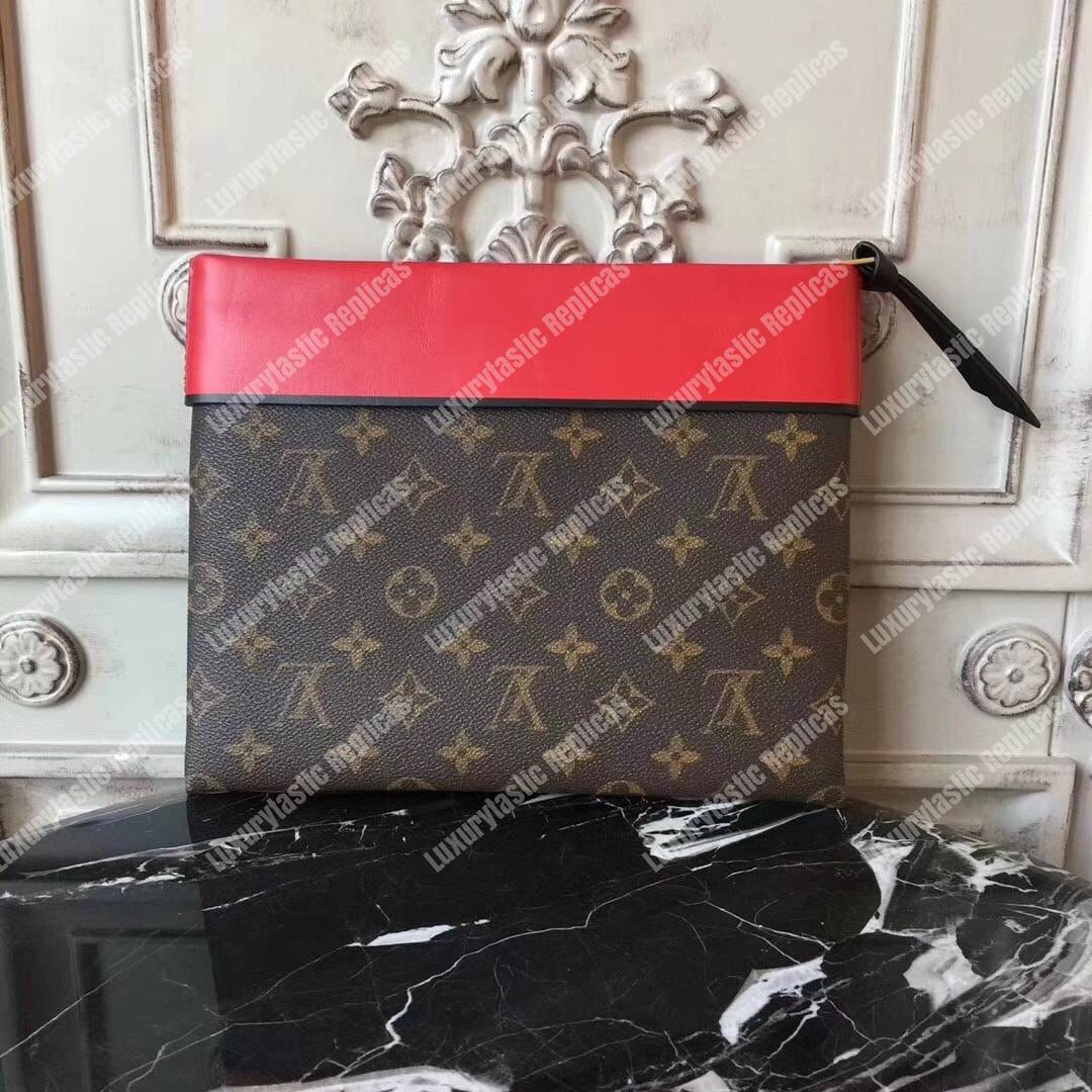 LV Pochette Tuileries Monogram Coated Canvas Red