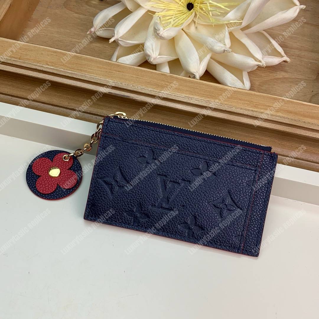 LV Zipped Card Holder Monogram Navy Red