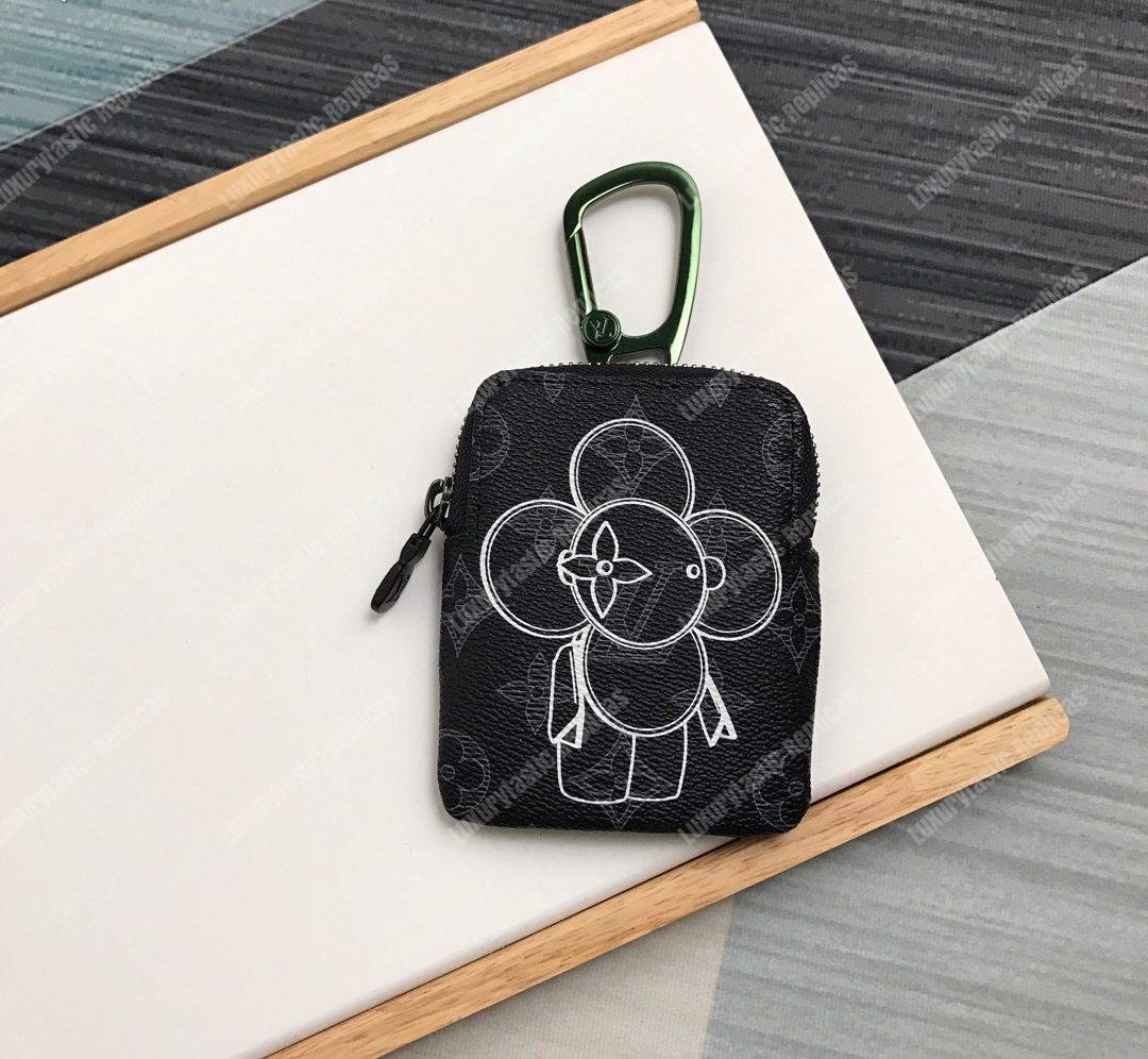 LV Zip Key Ring Monogram Vivienne Eclipse Black