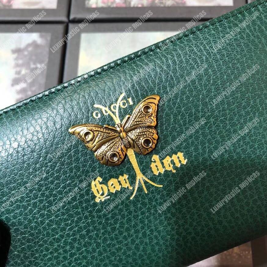 G*u*i garden leather zip around wallet green with butterfly