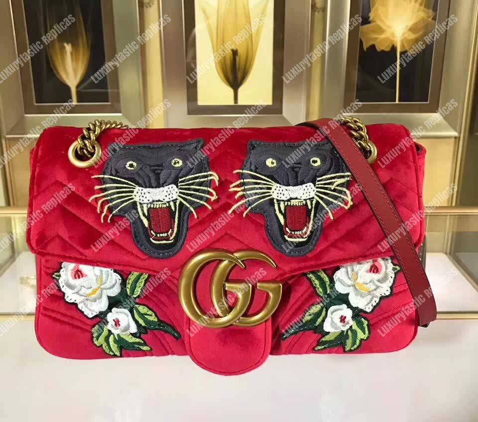 G*u*i gg marmont medium velvet bag angry cat
