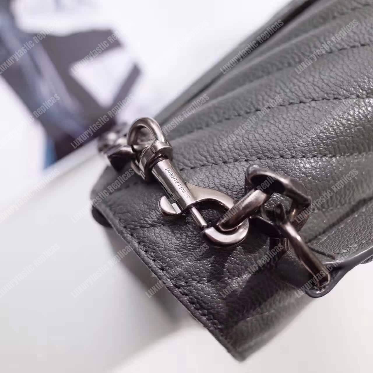 Saint Laurent Classic Medium College Monogram Earth Grey Silver-Toned