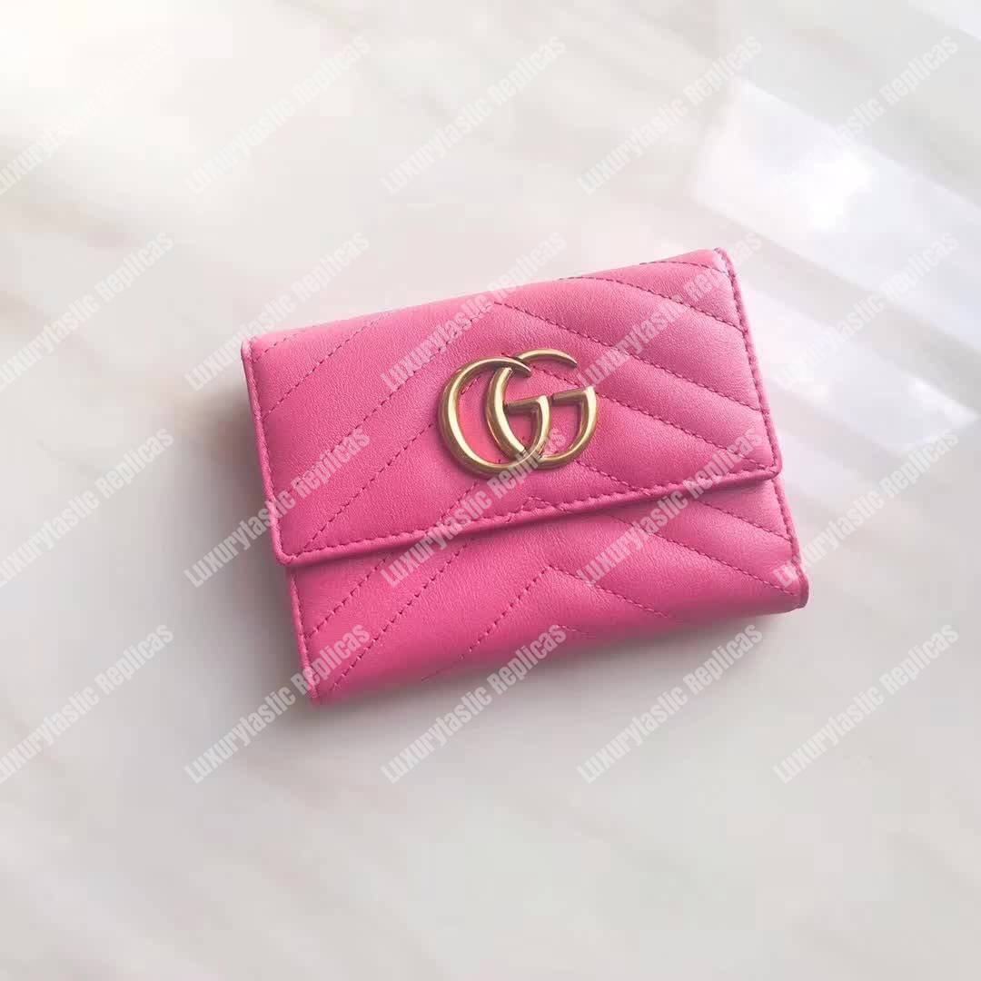 G*u*i gg marmont matelassé wallet bright pink