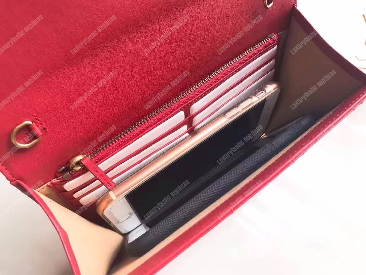 G*u*i gg marmont leather mini chain bag hibiscus red