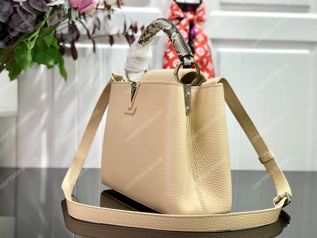 LV Capucines BB Taurillon Leather Python Galet Gray