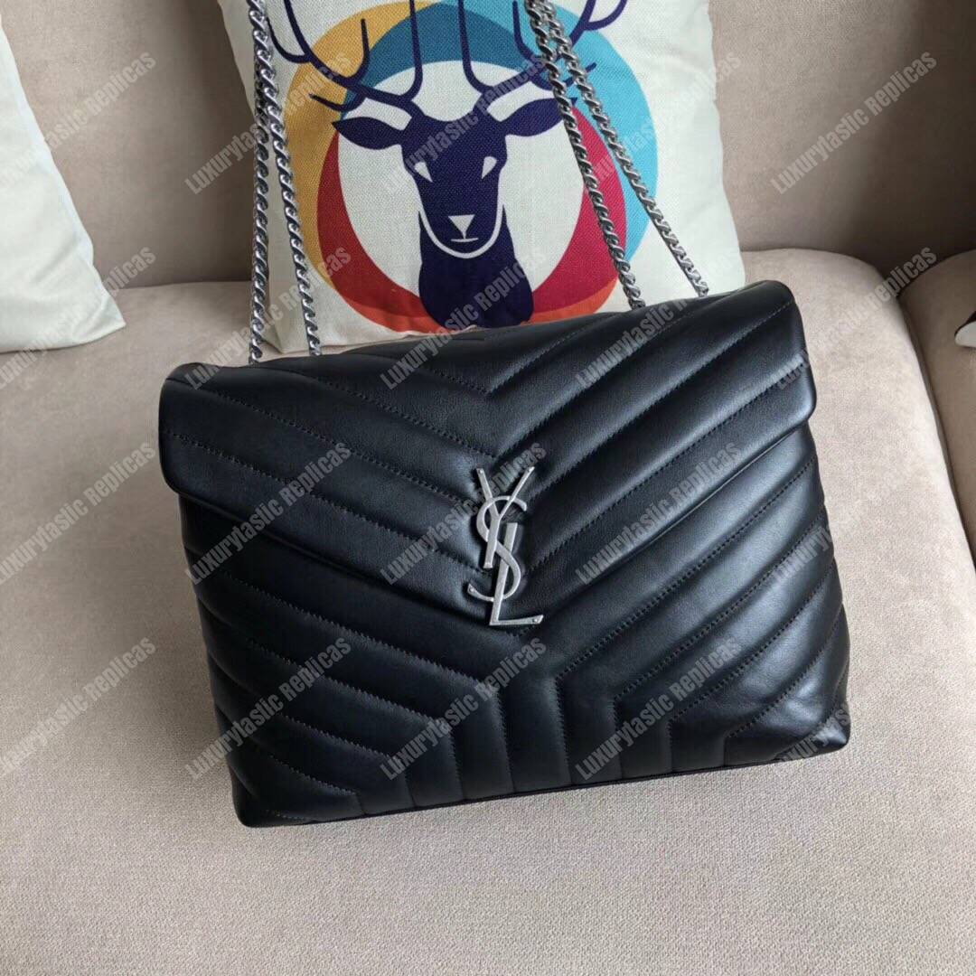 Saint Laurent LouLou Medium in Metelasse “Y” Leather Black