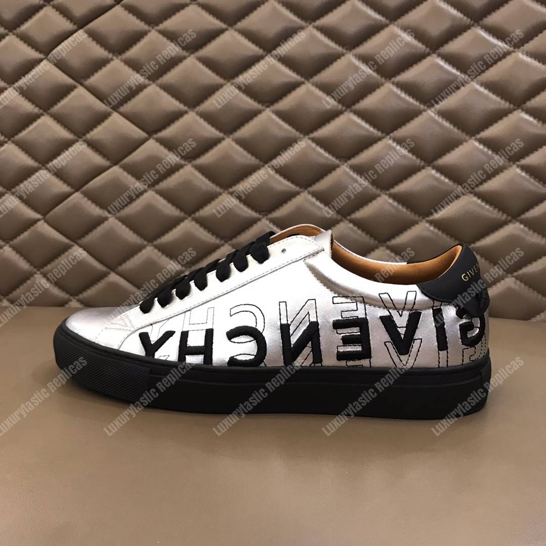 Givenchy Shading Sneakers In Metallized Leather Silver