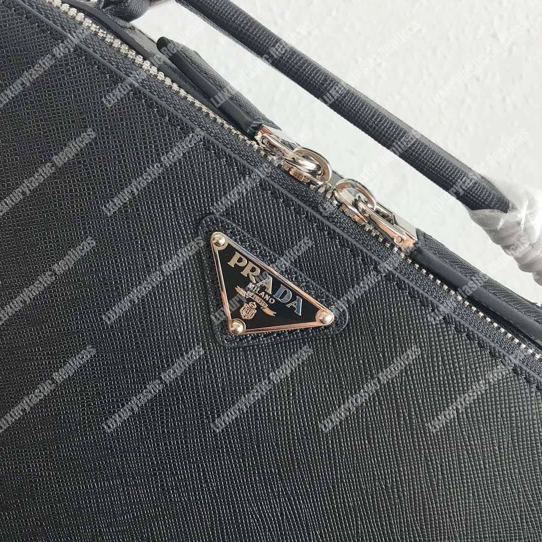 Pra*a brique saffiano leather bag black