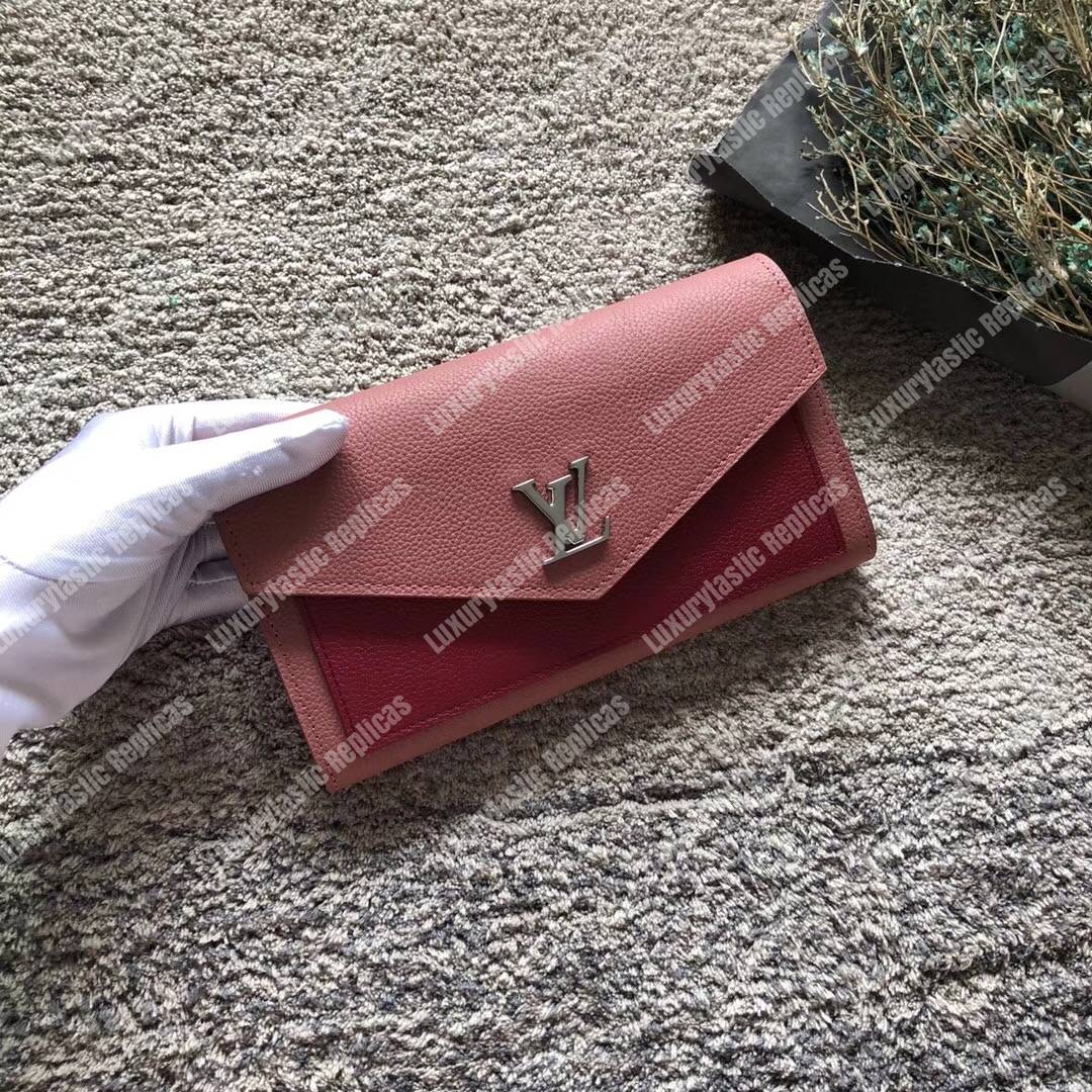 LV MyLockMe Wallet Rose Boudoir Lie de Vin
