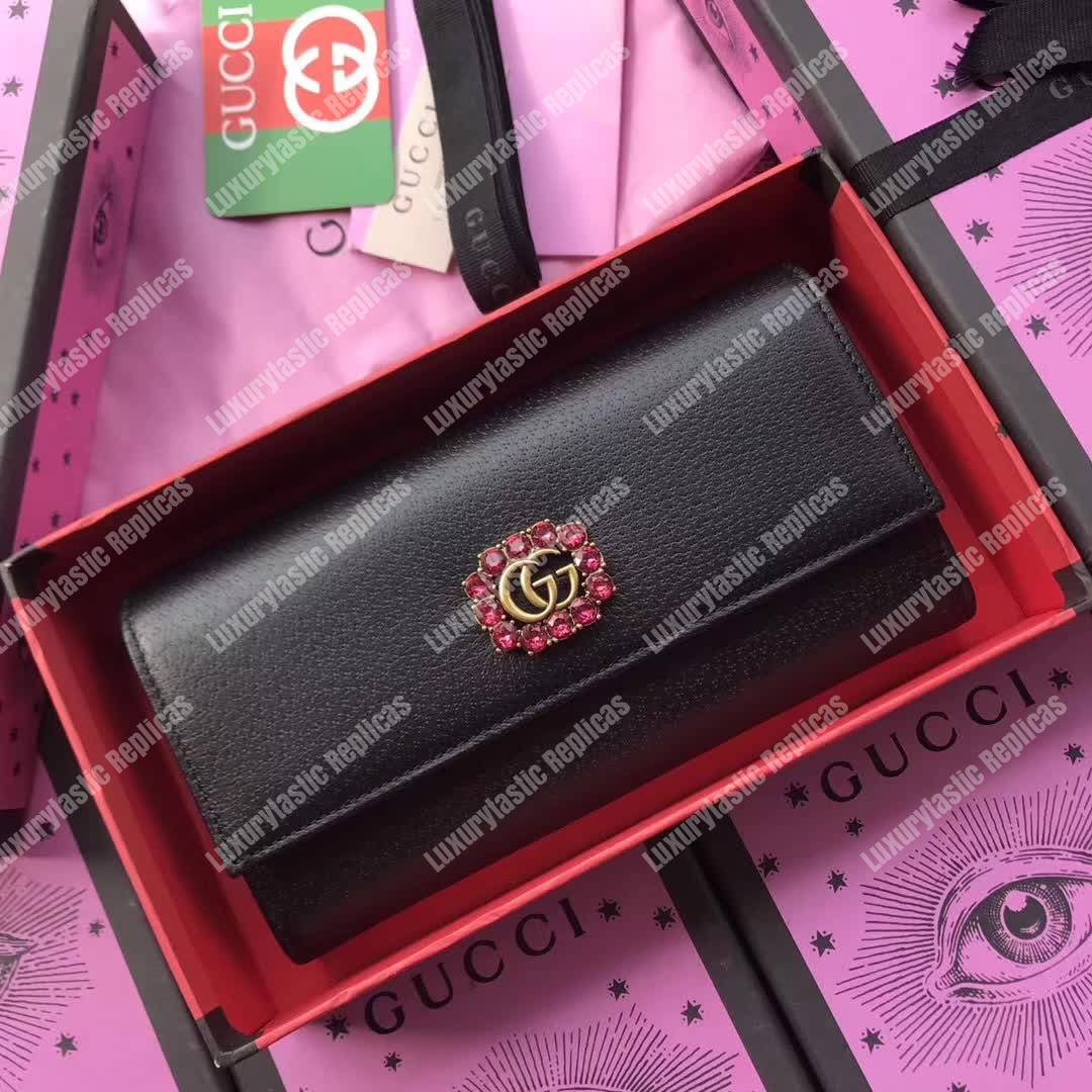 G*u*i leather continental wallet black