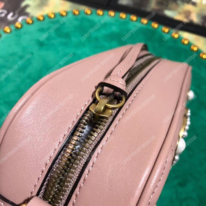 G*u*i gg marmont small matelassé shoulder bag with pearls magnolia
