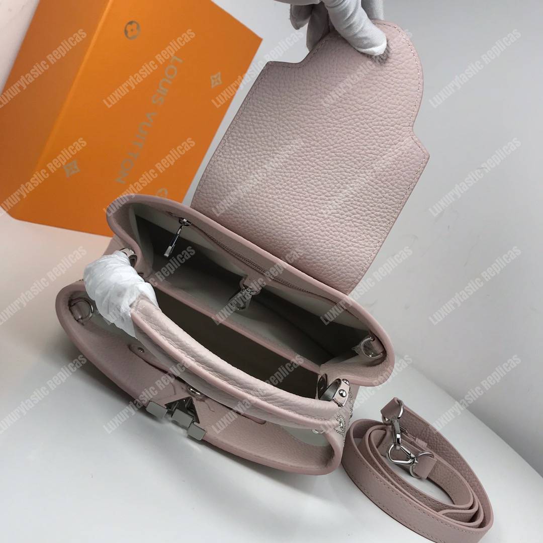 LV Capucines BB Taurillon Leather Monogram Flowers allover Rose Ballerine