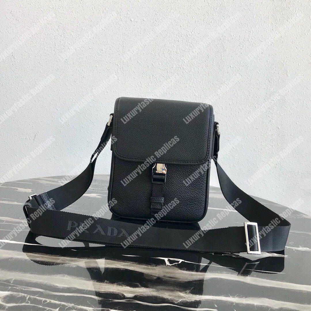 Pra*a saffiano leather shoulder bag black