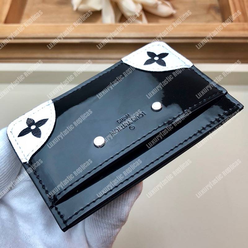 LV Venice Card Holder Patent Leather Monogram Black