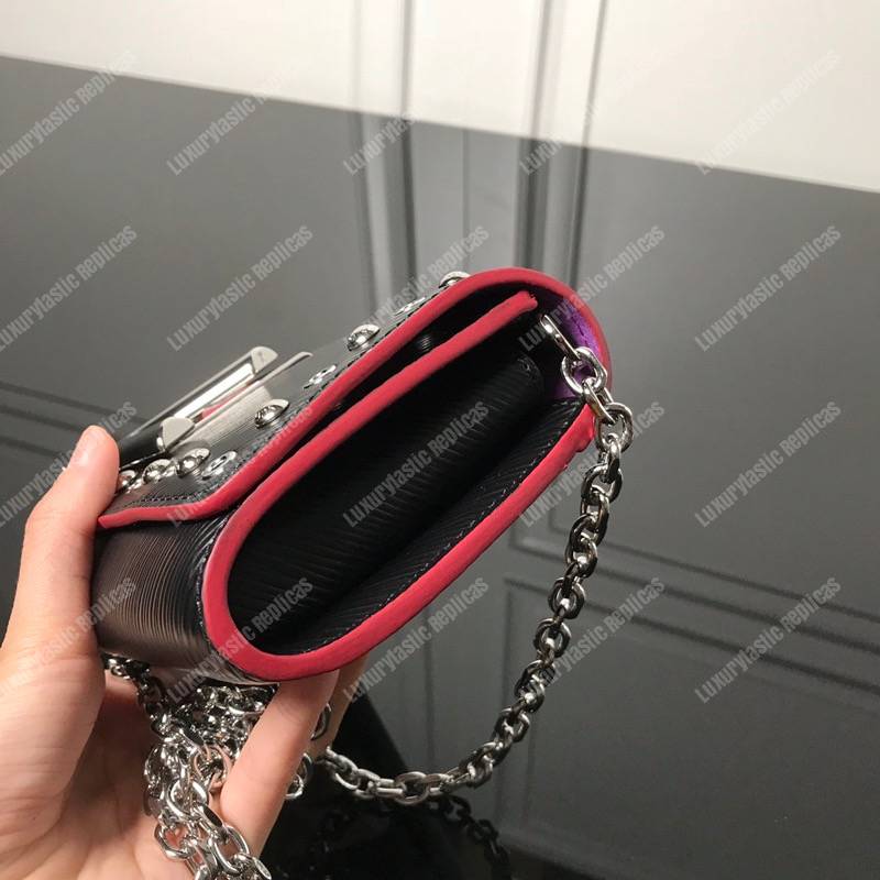 LV Twist Chain Wallet Epi Leather Black