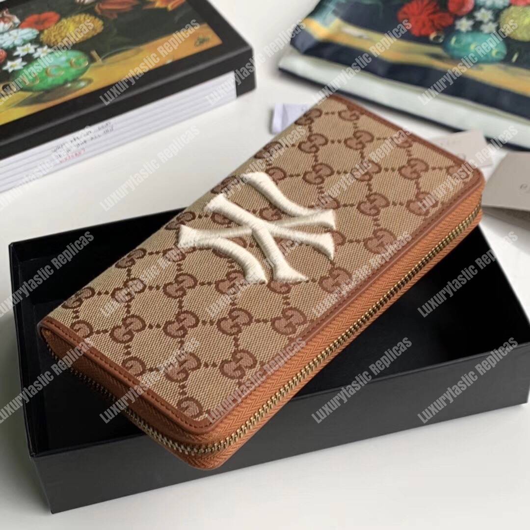 G*u*i original gg zip around wallet with new york yankees patch™
