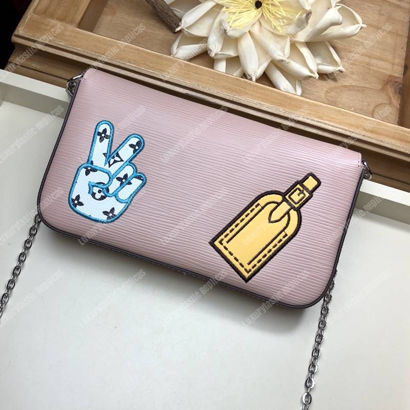 LV Special Edition Pochette Félicie Epi Leather Rose Ballerine