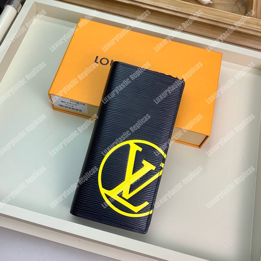 LV Brazza Wallet Epi Leather Yellow Initial Noir