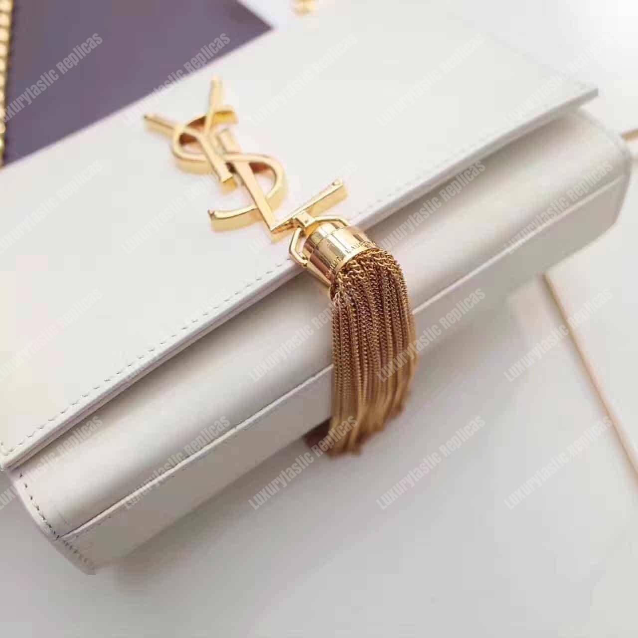 Saint Laurent Classic Small Kate Tassel Chain White