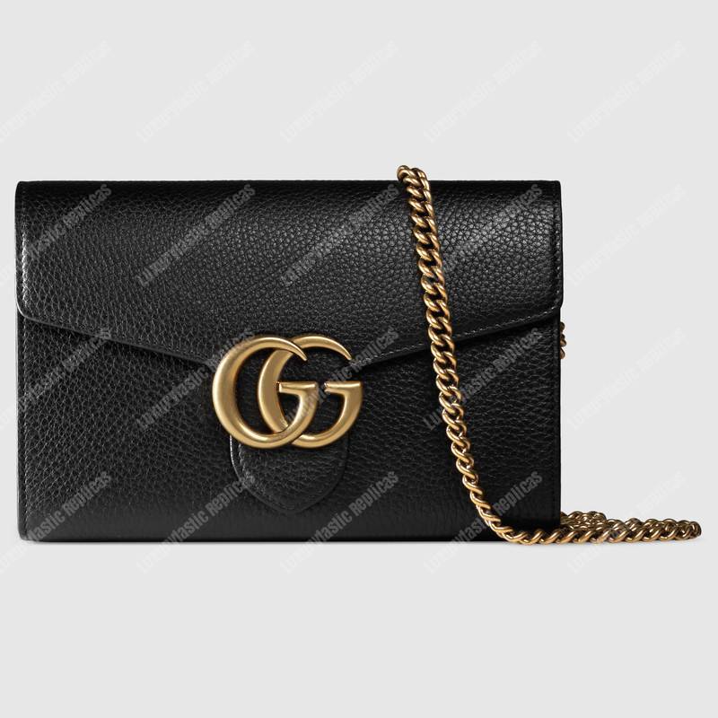 G*u*i gg marmont leather mini chain bag black