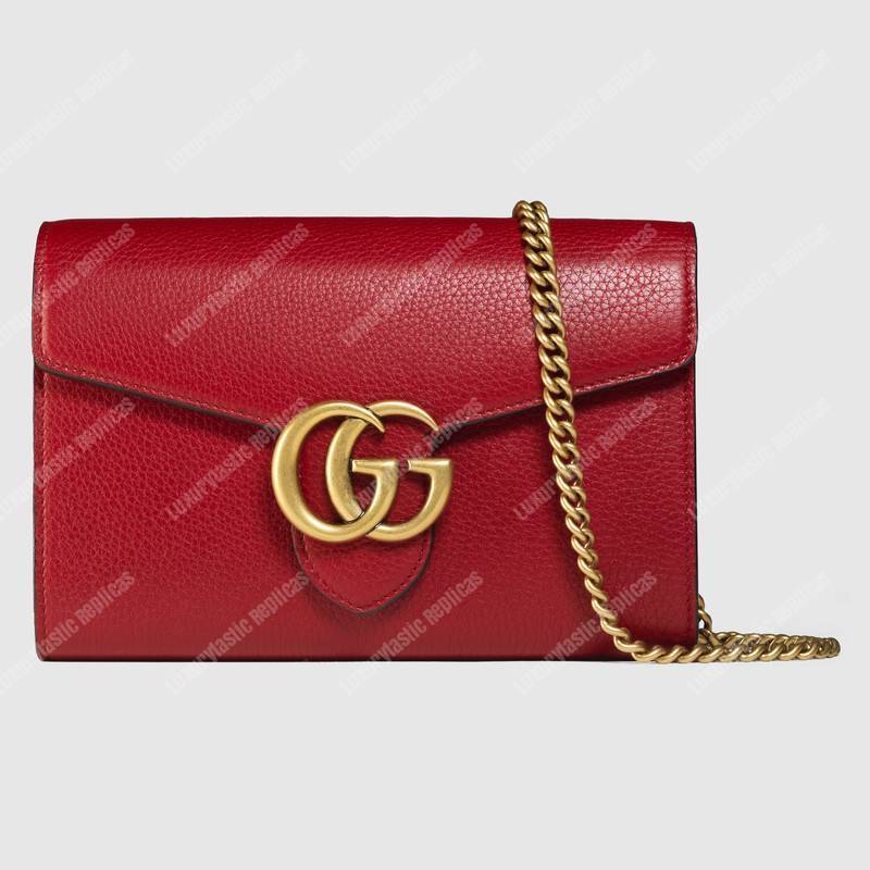 G*u*i gg marmont leather mini chain bag red