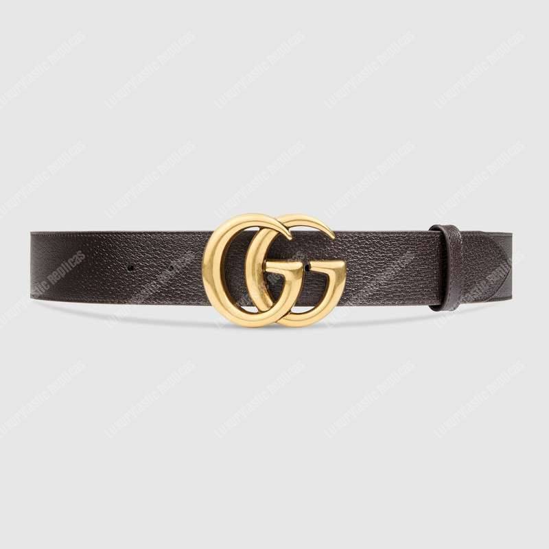G*u*i brown leather belt with double g buckle