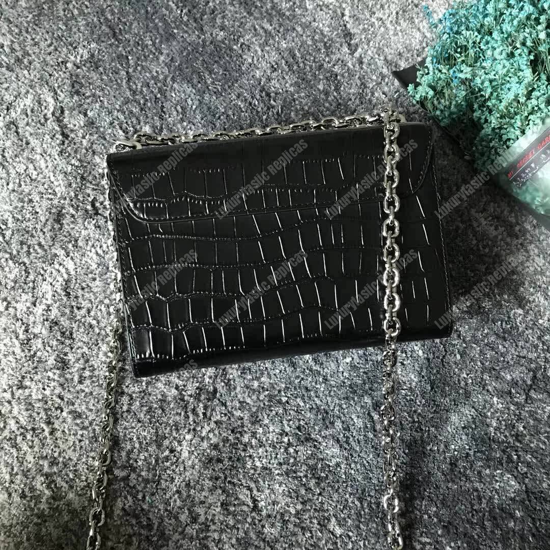 LV Twist Bag MM Crocodilien Brillant Noir