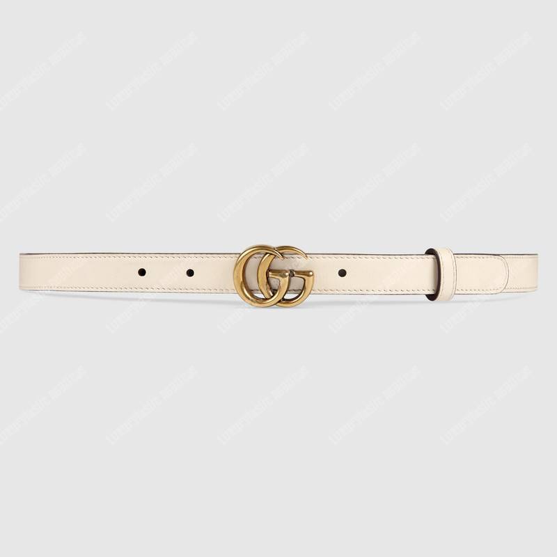Leather belt with Double G buckle