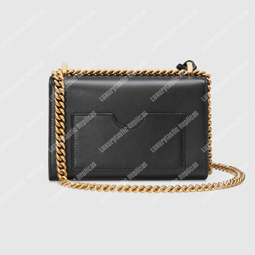 G*u*i padlock leather shoulder bag black