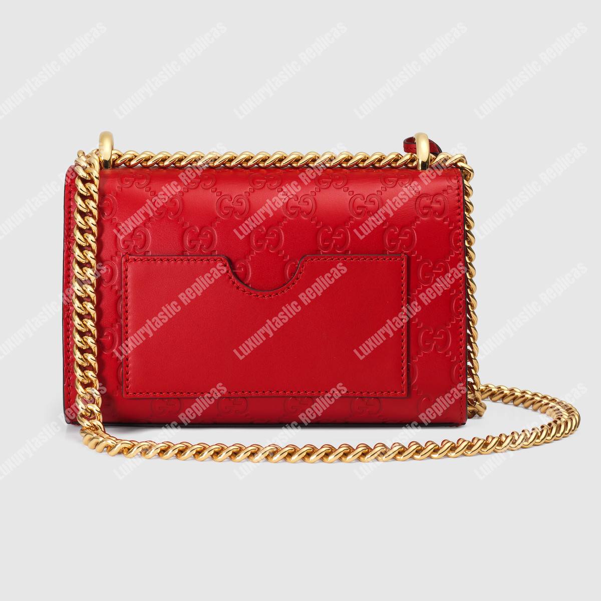 G*u*i padlock small signature shoulder bag red
