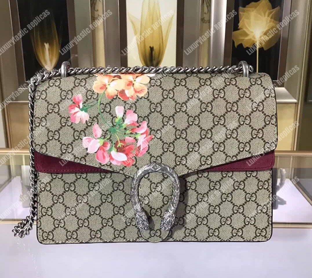 G*u*i dionysus blooms gg sup*e shoulder bag beige pink