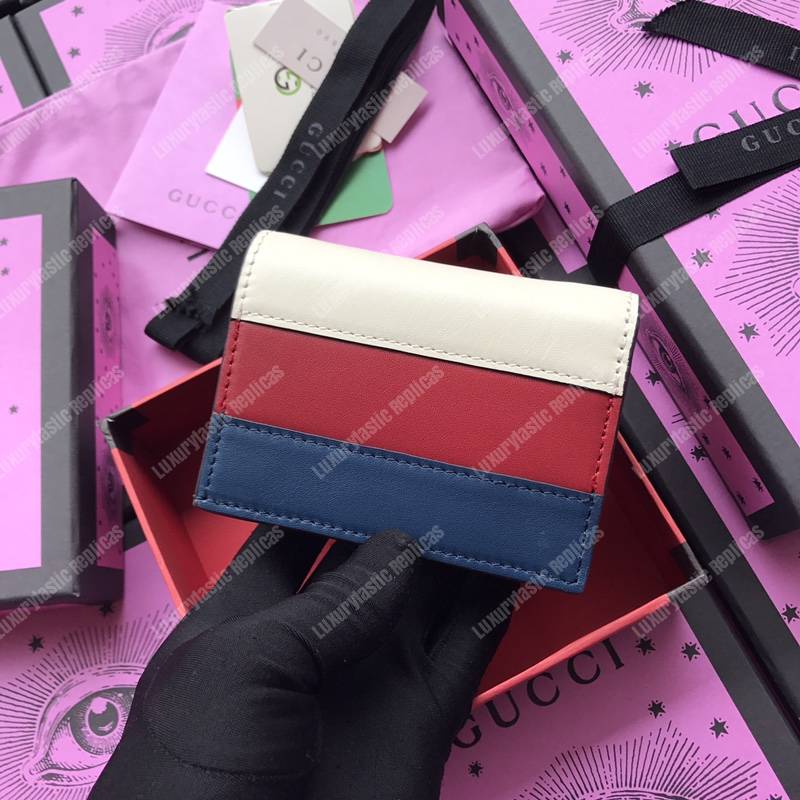 G*u*i queen margaret leather card case wallet white red blue