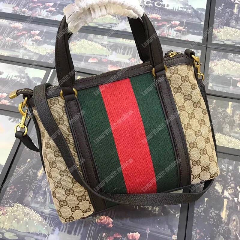 G*u*i rania convertible top handle bag web gg canvas small