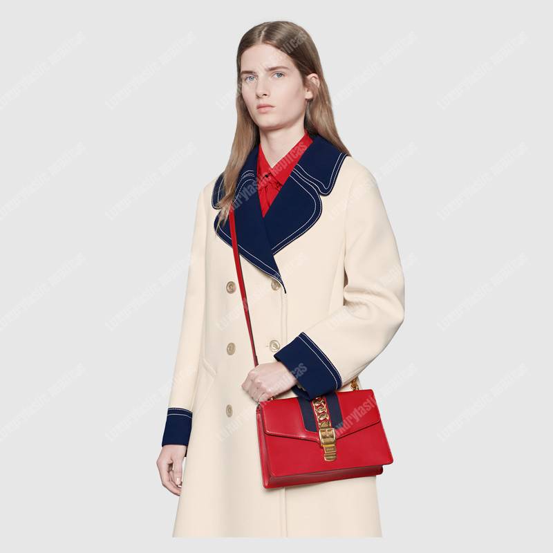G*u*i sylvie small shoulder bag hibiscus red