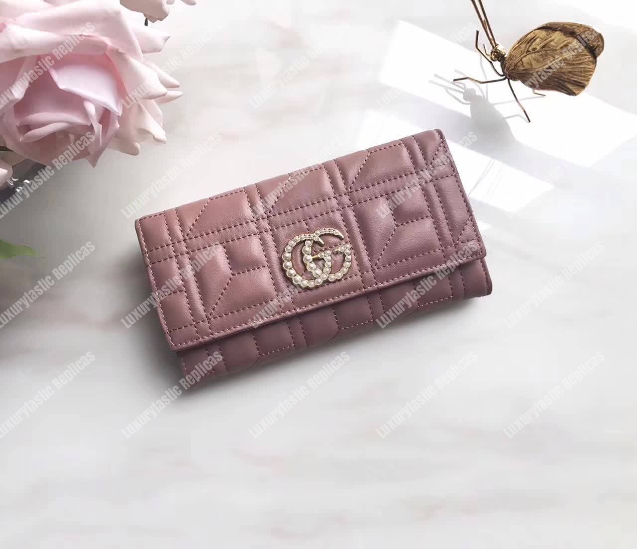 G*u*i gg marmont quilted continental wallet dusty pink