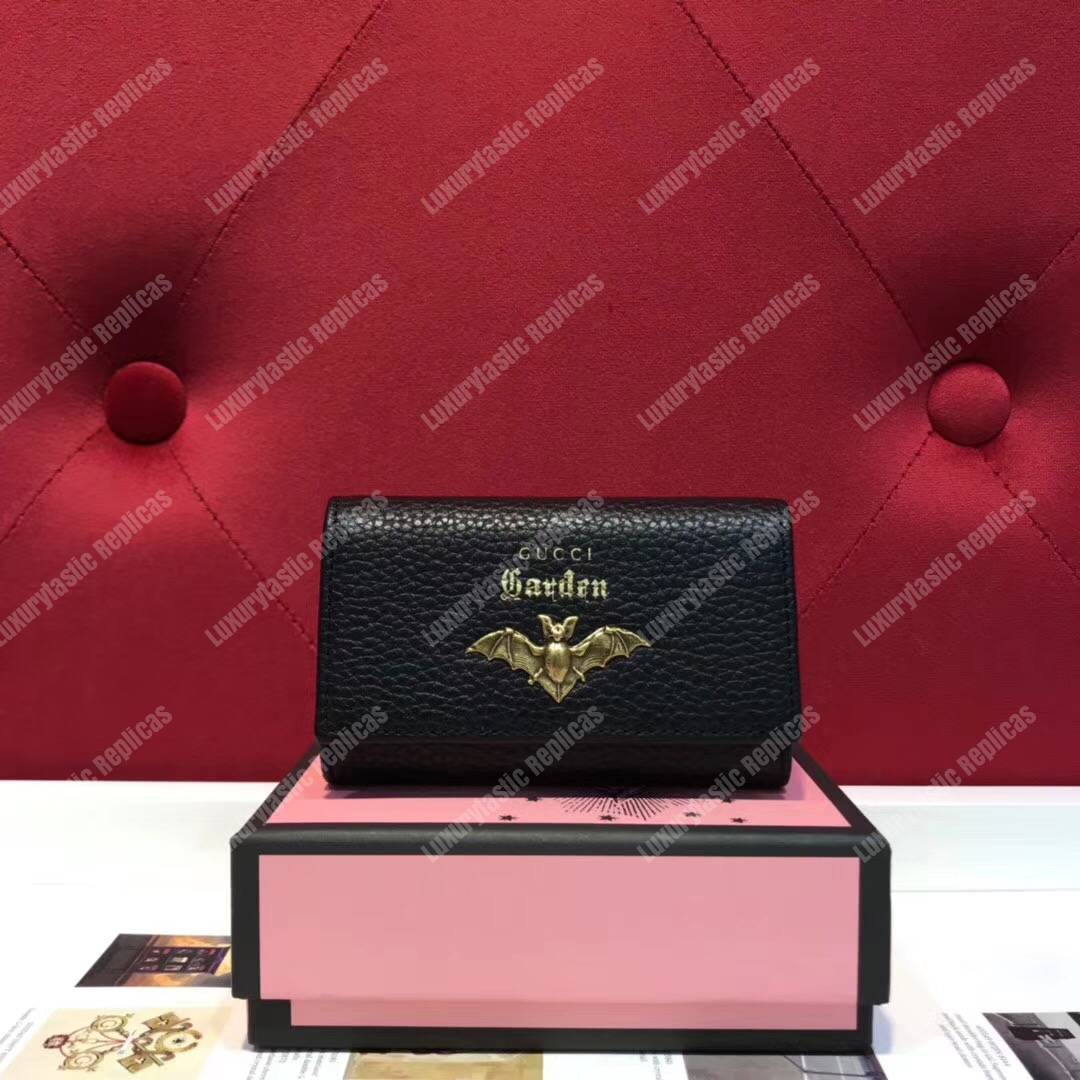 G*u*i garden leather key case black with bat