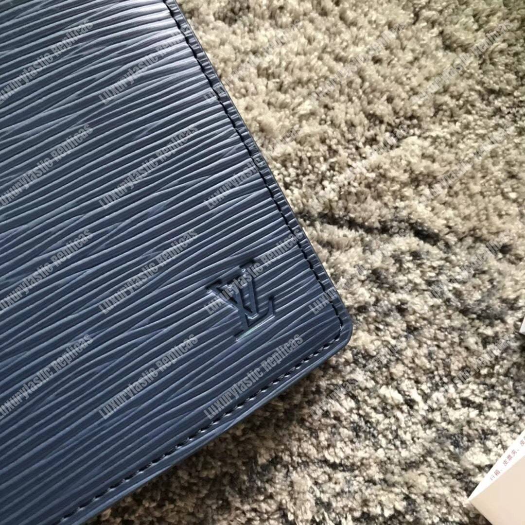 LV Brazza Wallet Epi Leather Navy Blue