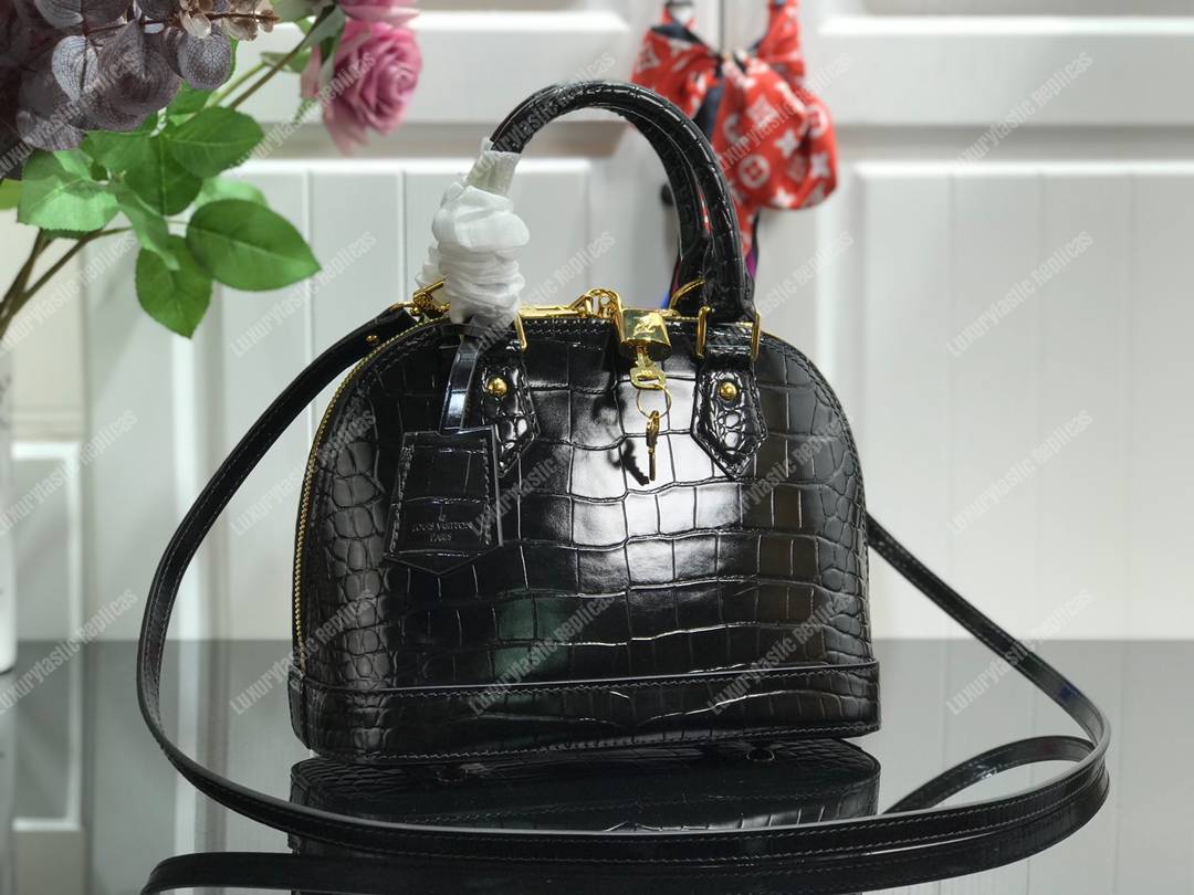 LV Alma BB Crocodilien Brillant Noir