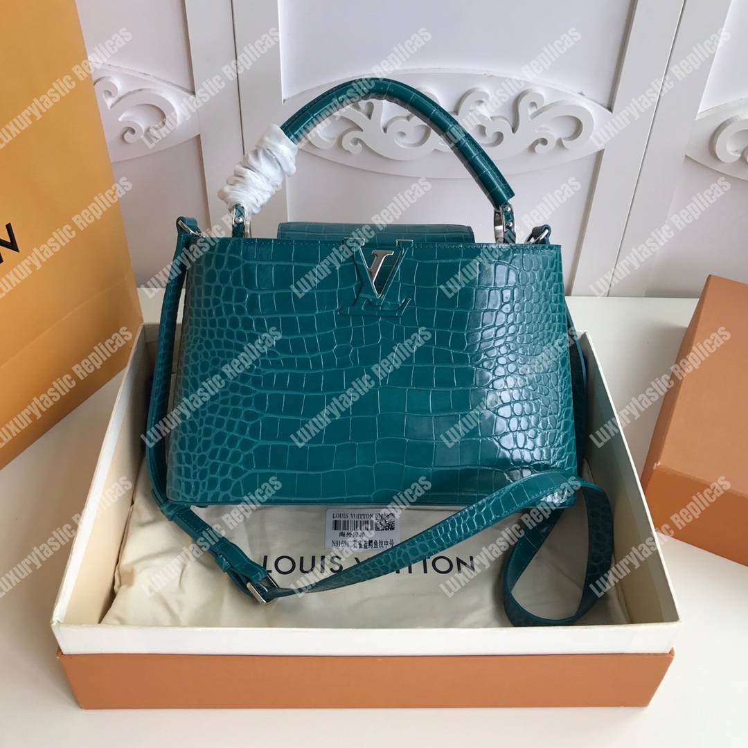 LV Capucines PM Crocodilien Mat Cactus