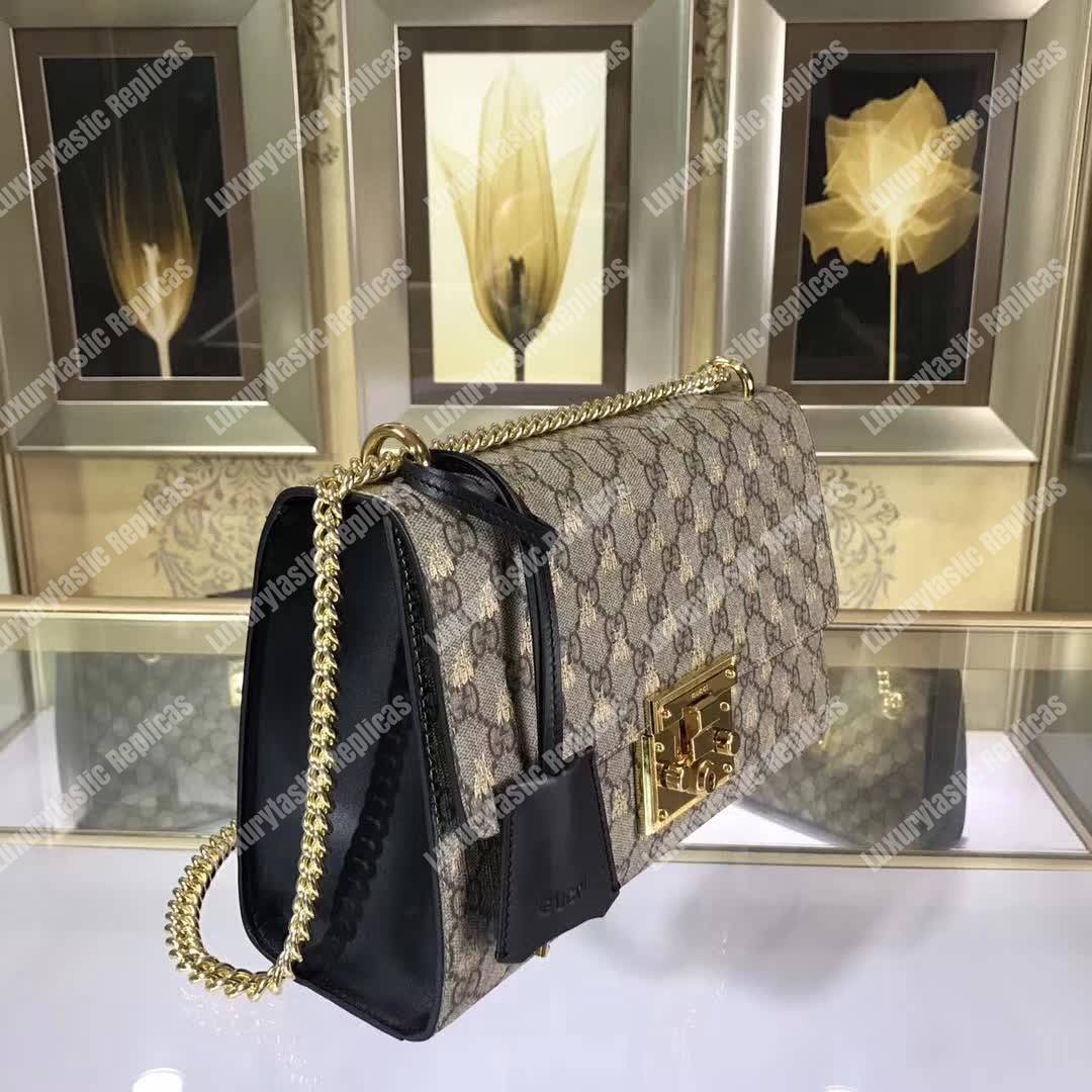G*u*i padlock medium full gg sup*e bees shoulder bag